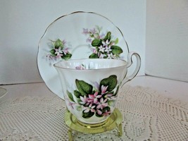 ROYAL ADDERLEY BONE CHINA TEACUP &amp; SAUCER MAYFLOWER ENGLAND PINK FLORALS - $240.33 MXN