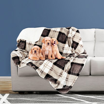 Waterproof Pet Blanket  Plaid Throw Protects Couch, Car, Bed  50 x 60 Tan - £30.57 GBP