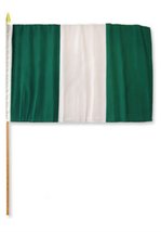 AES 12x18 12&quot;x18&quot; Wholesale Lot of 3 Nigeria Stick Flag Wood Staff Vivid Color a - £11.13 GBP
