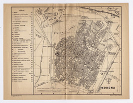 1899 ORIGINAL ANTIQUE CITY MAP OF MODENA / EMILIA-ROMAGNA / ITALY - £21.25 GBP