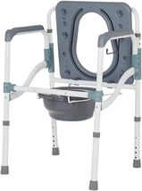 Deluxe 3 in 1 Folding Bedside Commode with Handles and Elongated Seat, A... - $114.15