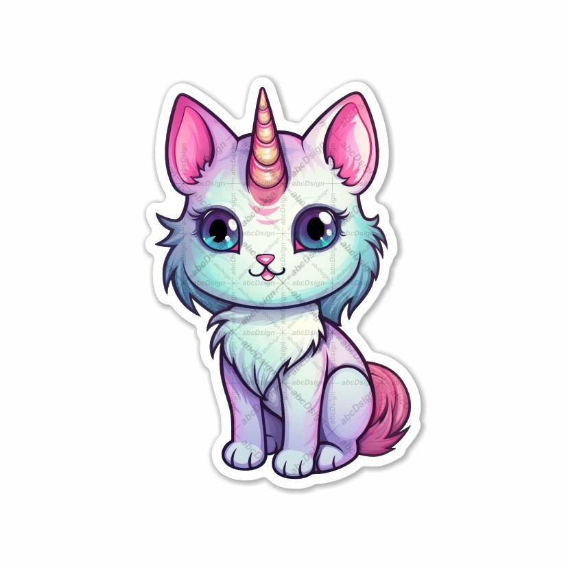 Cute Unicorn Cat , Sticker, Peel N&#39; Stick, Different Sizes - $2.96+
