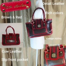 Kate Landry Brown &amp; Red Cow Leather Handbag - £17.30 GBP