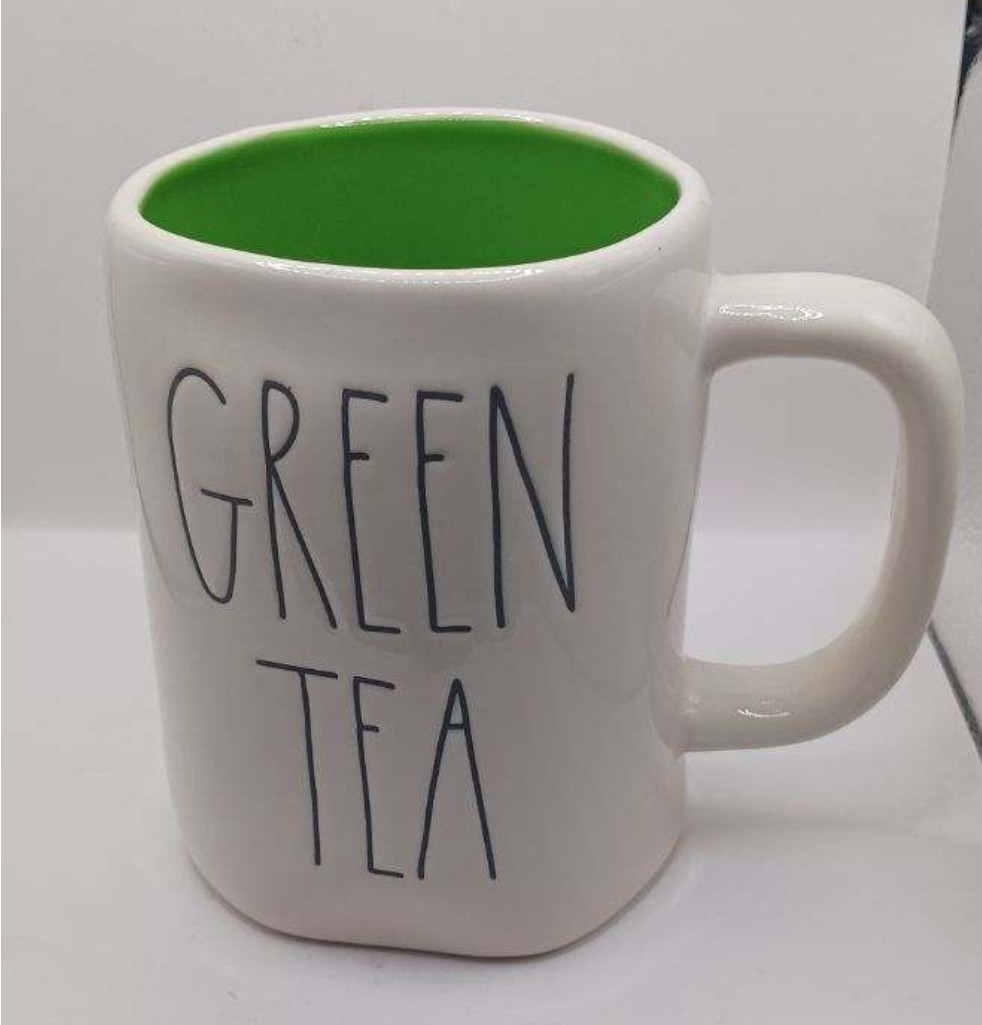 Rae Dunn Artisan Collection by Magenta &quot;Green Tea&quot; Mug, white/dark green... - $22.00