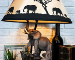 Migration Of The Majestic Elephant Family Safari Desktop Table Lamp Stat... - $81.95