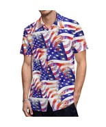 Mondxflaur American Flag Button Down Shirts for Men Short Sleeve Pocket ... - $36.47 CAD