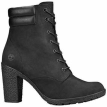 Timberland Women&#39;s Tillston 6 Inch High Heel Black Leather Boots  A1H1I - £123.72 GBP