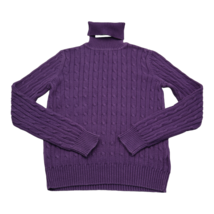 St John Bay Sweater Womens S Purple Long Sleeve Turtle Neck Classic Cabl... - $29.68