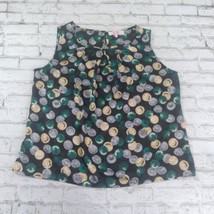 9&amp;Co Top Womens XL Black Green Yellow Geometric Sleeveless Pleated Shell... - $15.99