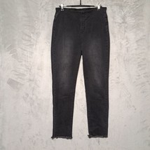 Risen Los Angeles Womens Black Skinny Jeans Large Frayed Raw Hem Stretch... - $38.53