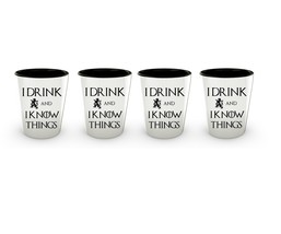 I Drink &amp; I Know Things - Game of Thrones Tyrion Quote SET 4 Funny Shot Glass - £35.96 GBP