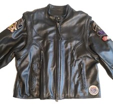Harley Davidson Willie G Leather Jacket Women&#39;s 2XL XXL Black W Patches Rare - £122.97 GBP