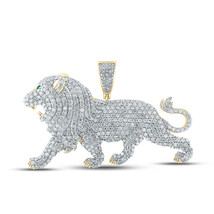 10kt Yellow Gold Mens Round Diamond Lion Animal Charm Pendant 5-1/2 Cttw - £3,591.99 GBP