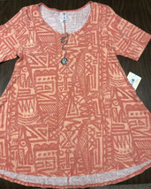 NWT 2.0 LuLaRoe Medium Peach Cream Orange Aztec Cotton Blend Perfect Tee - £25.76 GBP