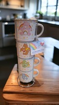 CARE BEARS Set of 4 Ceramic 10oz Stackable Coffee Mugs Cups with Stand NEW - £22.23 GBP