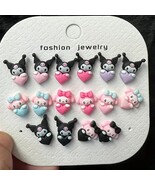 8x Sanrio Characters Kuromi &amp; My Melody Stud Earrings Set  - $459.78 MXN