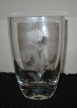 Smalandshyttan Sweden Sun Flower Etched Crystal Vase   CENTERPIECE - $27.71