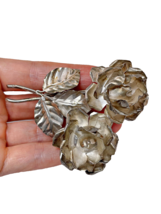 Antique mexican Silver Rose Brooch Pin 1940s 1950s Taxco Silver Roses - €525,77 EUR