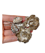 Antique mexican Silver Rose Brooch Pin 1940s 1950s Taxco Silver Roses - €527,74 EUR