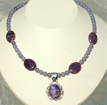 Adjustable Lepidolite and charolite Pendant Necklace  - $90.00