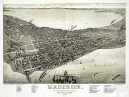 11x14&quot;Decoration CANVAS.Interior design art.Madison 1885 bird eye view.6343 - £23.74 GBP