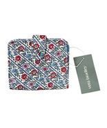 Vera Bradley Small Tab Wallet Ladies Quilted Floral Vines Ribbons Red Bl... - $22.76