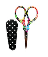 3-1/2 Inch Multi-Color Flower Themed Scissors With Black Polka Dot Sheath - $330.41 MXN