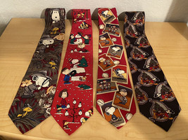 Vtg Peanuts Charlie Brown MICKEY MOUSE Snoopy Silk Neck Ties Lot of 4 Novelty - £26.08 GBP