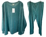 Como Blu Women&#39;s Pajama Set - Soft Velour Loungewear Plus Size 3X Turquoise - $24.74