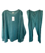 Como Blu Women&#39;s Pajama Set - Soft Velour Loungewear Plus Size 3X Turquoise - £19.71 GBP