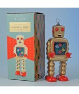 HIGH WHEEL ROBOT 5&quot; Saint John Wind Up Tin Toy Collectible Retro Outer S... - £15.85 GBP