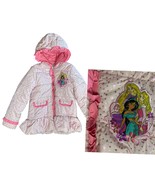 Disney Collection Girls Pink Princess Puffer Coat with Hood Sparkle Star... - $529.33 MXN