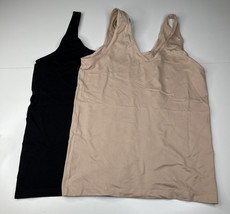 Breezies NWT 2 pair seamless solid cami black beige XL S8 - £15.56 GBP