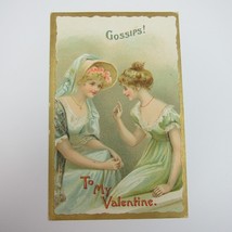 Postcard Valentine Two Blonde Ladies Gossips Gold Edge Embossed Antique 1909 - £7.97 GBP