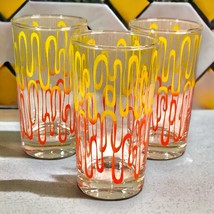 Vintage Set/3 Red Orange Yellow Retro Ombre Drinking Glasses Art Deco - £13.14 GBP