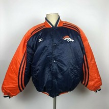 VTG Pro Line Starter Denver Broncos Satin Jacket Sz Large Blue Orange 90... - $118.79