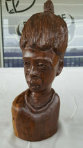 Beautiful Vtg Wood Hand Carved African Woman Bust Sculpture African Art Hardwood - £80.33 GBP