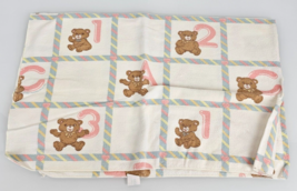 Vintage DUNDEE Receiving Blanket Bears ABC 123 Flannel Swaddle White Alp... - $272.30 MXN