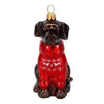 Chocolate Lab in Nordic Sweater with Snowflakes Polish Glass Christmas O... - $65.32