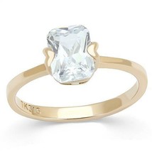 Rectangular Cut Clear CZ Ring Rose Gold Plated Stainless Steel TK316 - £12.58 GBP