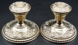 Pair of International Sterling Silver Candle Holders Repoussé pattern N283 - £47.95 GBP