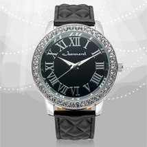 NEW Jeanneret 10054 Women&#39;s Classy/Casual Black Butterfly Crystal Bezel Watch - £11.59 GBP