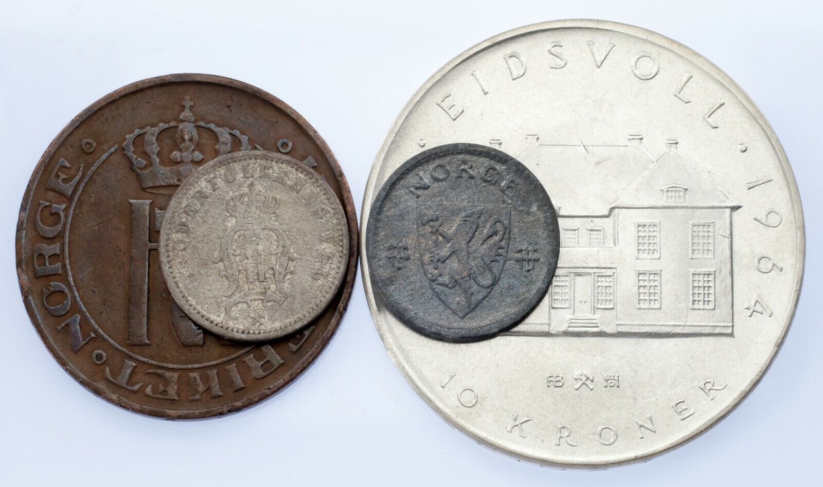 Norway 4-Coin Set 1894 &amp; 1942 10 Ore 1912 5 ore 1964 10 Kroner - $73.51