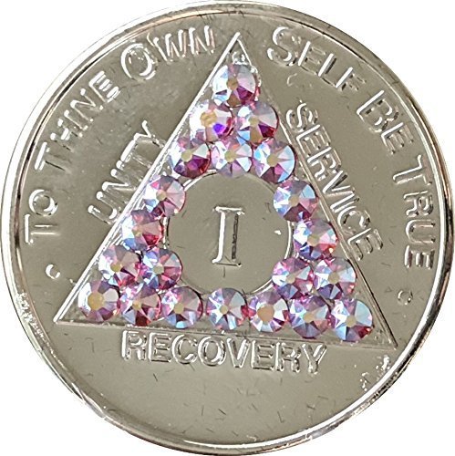 Rose Swarovski Crystal AA Medallion Year 1 - 56 or Month 1 2 3 6 9 18 or 24 Hour