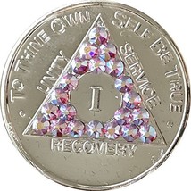 Rose Swarovski Crystal AA Medallion Year 1 - 56 or Month 1 2 3 6 9 18 or 24 Hour - £14.85 GBP