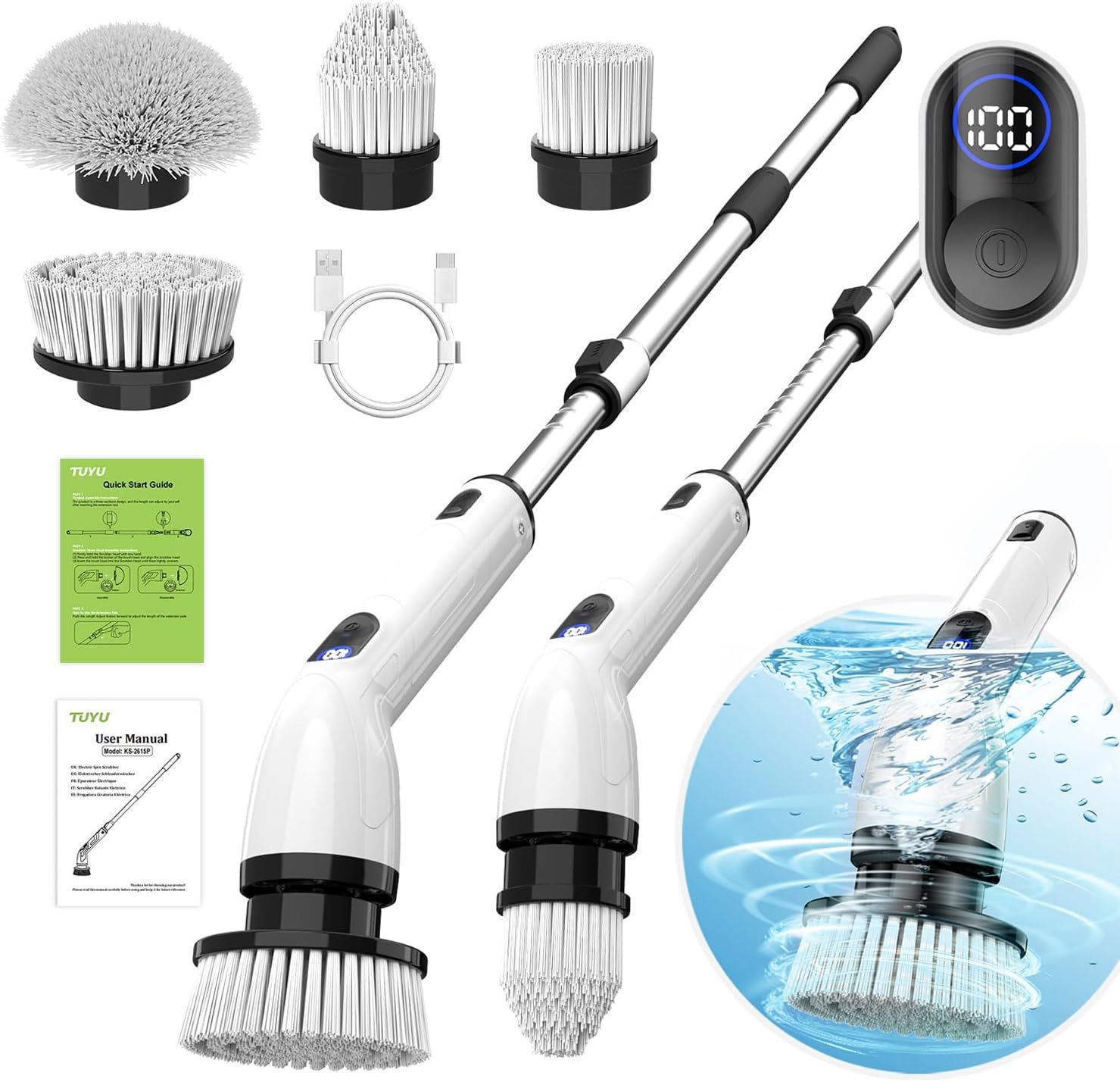 Tuyu Electric Spin Scrubber, Full-Body Ipx7 Waterproof Bathroom Scrubber... - $45.98