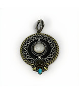 Carolyn Pollack Sterling &amp; Brass Turquoise MOP Multistone Decorated Pend... - $77.35