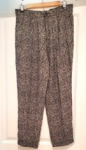 Lizwear Womens 4 Black Paisley Long Pants Pleated Front 100% Rayon 3 Poc... - $18.96