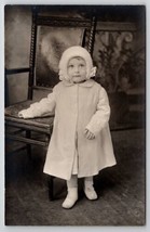 RPPC Adorable Little Girl In Her Coat And Bonnet With Bows c1920 Postcard L21 - £6.73 GBP