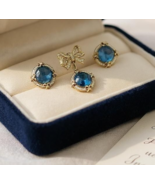 EARLY MIRIAM HASKELL BLUE GLASS &amp; RHINESTONE BROOCH &amp; CLIP EARRINGS SET ... - $3,059.26 MXN